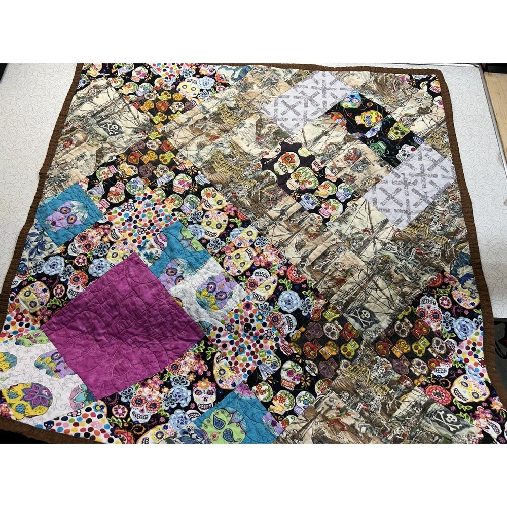 35" x 35" Skull Themed Throw Blanket (Pirate, Skeleton, Sugar Skull)